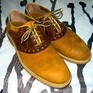 Johnston & Murphy Mens Wagner Saddle Sheepskin Leather Brogue Oxfords 9M
